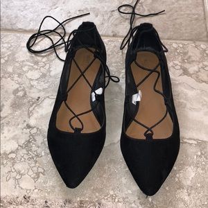 Suede lace up flats